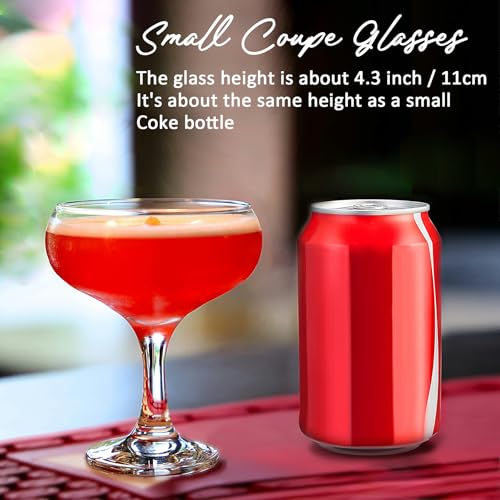 Small Martini Glasses - Coupe Glasses Set of 6 - Clear 5 Ounce Stemmed Cocktail Glasses for Martini, Vodka