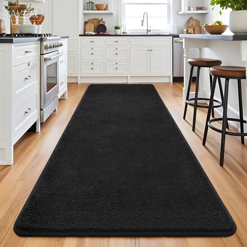 Keeko 2x8 Area Rugs for Living Room,Soft Washable Memory Foam Bedroom Rug | Indoor Throw Rug Low Pile Minimalist Non Slip Carpet for Kids Nursery Classroom Dorm Room Home Decor Black - color: Black, size: 2' X 8' (Rectangular)