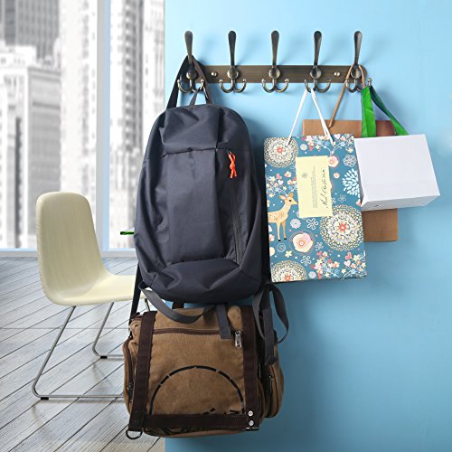Wall Mounted Coat Rack - 5 Tri Hooks, Heavy Duty, Stainless Steel, Metal Coat Hook Rail for Coat Hat Towel Purse Robes Mudroom Bathroom Entryway (Bronze, 2 Packs) - color: Bronze, size: L=16" (2 Pcs)