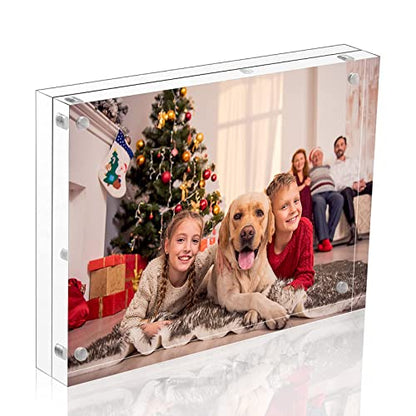 NIUBEE Acrylic Photo Frame 6x8, Double Sided Magnetic Blocks Pet Picture Frame - size: 6x8"(1 Pack)