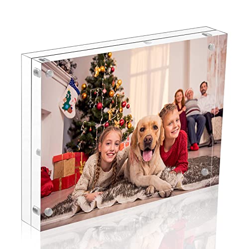 NIUBEE Acrylic Photo Frame 6x8, Double Sided Magnetic Blocks Pet Picture Frame - size: 6x8"(1 Pack)