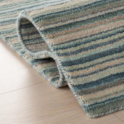 Dash & Albert Brindle Blue Striped Handmade Wool Runner Rug, 2'6"x8' | Stripe Hand Loom Knotted Wool Rug, Runner-2.5' X 6', Striped Pattern - color: Blue, size: 2'6" x 8' (Runner)