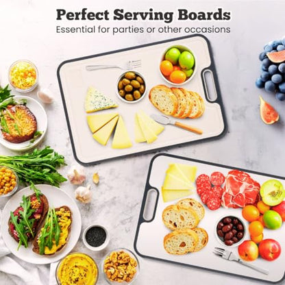 Double Sided Pure Titanium Cutting Board For Kitchen | Reversible Chopping Boards (2 in 1) | Non Toxic Dishwasher Large Size Board With Juice Groove - 15.15"x10.4"