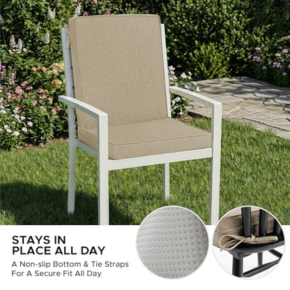 Outdoor Chair Cushions, Water-Resistant & Fade-Resistant, Patio Furniture Lawn Dining Chair Seat Replacement with Mid Back, Ties Zipper, Removable Cover, 18 x 16.5 Inch, Set of 1, Natural - color: Natural, size: 18" x 16.5" 1 Pack