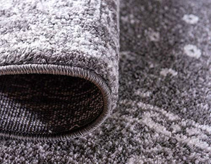 Unique Loom Bromley Collection Area Rug - Midnight (7' 10" Round, Dark Gray/ Gray) - color: Dark Gray/Ivory, size: 7'10" (Round)