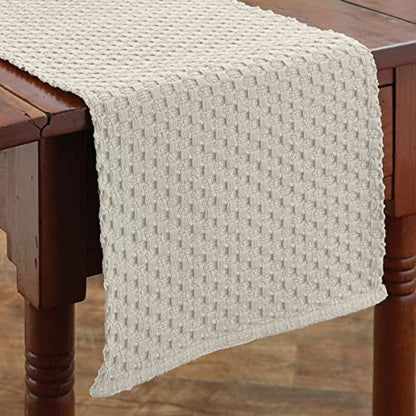 Park Designs Chadwick Table Runner 13" x 36", Cream | Hand-Loomed Yarn | Textured Woven Pattern | Neutral Everyday Farmhouse Table Decor Accent - color: Cream