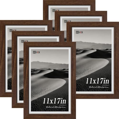 VCK 11x17 Picture Frames Brown - Wide Border Wood Poster Frame, Multi-Directional Display Family Photos, Office Prints, Studio/Gallery Artwork, Woodgrain Series, Wall Hanging, Set of 6 - color: Brown, size: 11 x 17