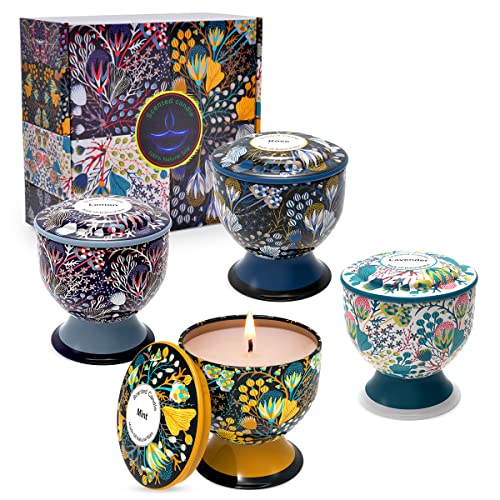 Home Aromatherapy Candle Set, Women's Aromatherapy Candle Birthday Gift Set, 4 Pack 4 oz 120 Hour Long Lasting Soy Candle Gift