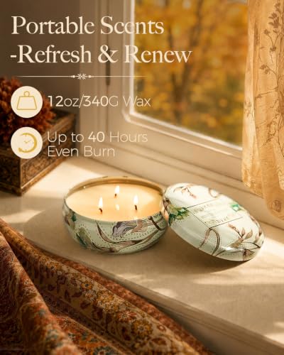 M&SENSE 3 Wick Mint Basil Scented Candles 12oz | Triple Wick, 40 Hour Long Burn, Non-Toxic,100% Natural Soy Wax, Stress Relaxing Aromatherapy Candle Gift for Women Men - color: Mint Leaf & Basil