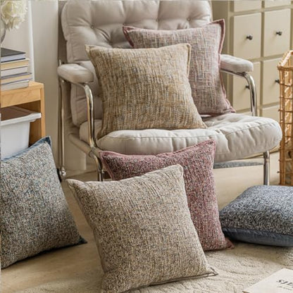 Pack of 2,Tweed Woven Neutral Decorative Pillow Covers,Textured Boucle Pillowcases Soft Modern Farmhouse for Bed Sofa Living Room, 18x18Inch