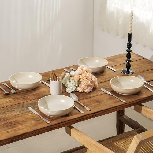 30oz Ceramic bowls set of 4-8" serving bowls for Kitchen,Pasta,Salad-Dishwasher & Microwave Safe Perfect for Housewarming, Thanksgiving, Christmas-Reactive Glaze Mixed White - color: Reactive Glaze Mixed White