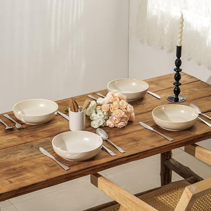 30oz Ceramic bowls set of 4-8" serving bowls for Kitchen,Pasta,Salad-Dishwasher & Microwave Safe Perfect for Housewarming, Thanksgiving, Christmas-Reactive Glaze Mixed White - color: Reactive Glaze Mixed White