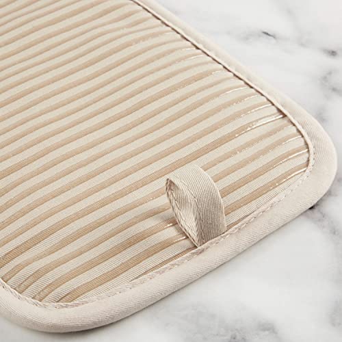 KITCHENAID Quilted Cotton Terry Cloth Oven Mitt, Pot Holder, Kitchen Towel 4-Pack Set, Heat Resistant, Silicone Grip, 16"x26", 7"x13" & 7"x10", Milkshake Tan - color: Milkshake Tan