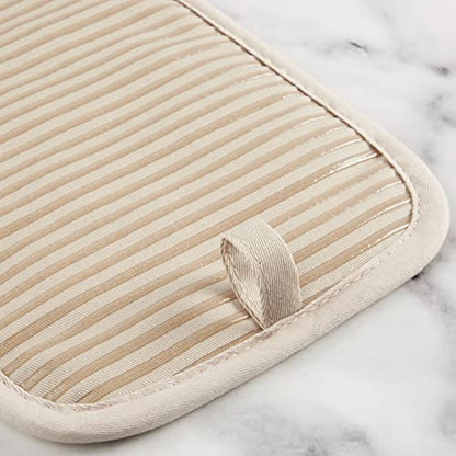 KITCHENAID Quilted Cotton Terry Cloth Oven Mitt, Pot Holder, Kitchen Towel 4-Pack Set, Heat Resistant, Silicone Grip, 16"x26", 7"x13" & 7"x10", Milkshake Tan - color: Milkshake Tan