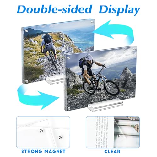 Acrylic Picture Frames 4x6 In 5 Pack,Clear Magnetic Photo Frame | Double Sided Frameless Floating, Can Horizontal & Vertical Tabletop, for Family,Office,Wedding Certificate Documents Frame - size: 4x6 in-5 pack