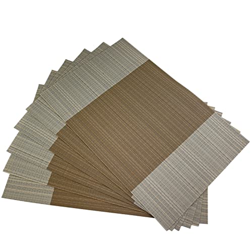 Vinyl Grey Florals Placemats Heat Resistant Dining Table Mats Non-Slip Washable Place Mats Set of 6 - color: Floral-grey
