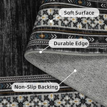 Modern Solid 8x10 Area Rugs for Living Room Washable Non Slip Neutral Rugs, Stain Resistant Bordered Soft Carpet, Neutral Foldable Floor Rugs for Bedroom, Dining Room, Nursery, Black | Non Slip Low Pile Stain Resistant Neutral Bordered Soft Foldable Rug f