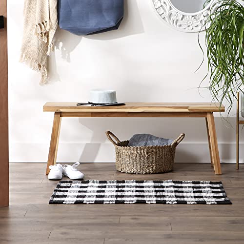 DII Buffalo Check Rug Collection, Hand Dyed Reversible Chindi Rug, 26x40, Black - color: Black, size: 2'2" x 3'4" (Rectangular)