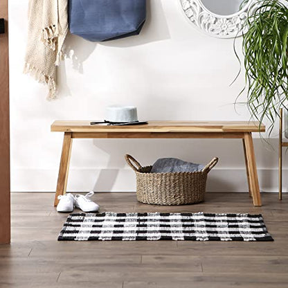 DII Buffalo Check Rug Collection, Hand Dyed Reversible Chindi Rug, 26x40, Black - color: Black, size: 2'2" x 3'4" (Rectangular)