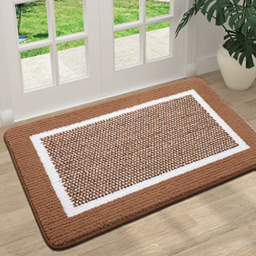 Colorxy Indoor Door Mat, Non-Slip Absorbent Resist Dirt Entrance Mat, Sturdy Low-Profile Inside Floor Mats, Washable Front Entry Doormats for Entryway, 30''x17'', Brown - color: Brown, size: 30''x17''