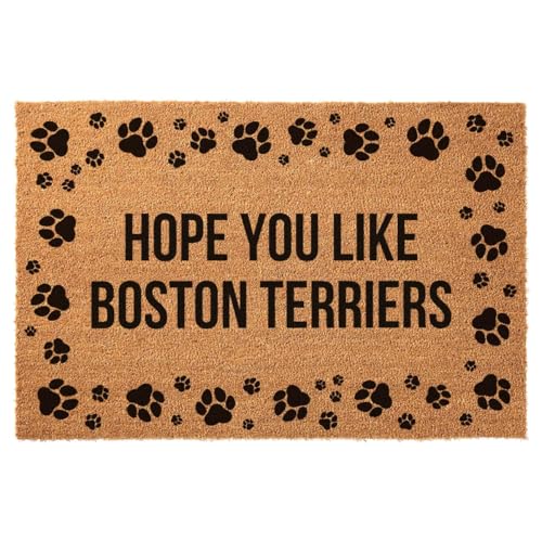 Funny Welcome Front Porch Decor Mat for The Entrance Way Rug with Heavy-Duty Non Slip Outdoor Coconut Coir Doormats 23.6 x 15.7inch (Hope You Like Boston Terriers) - color: Hope You Like Boston Terriers