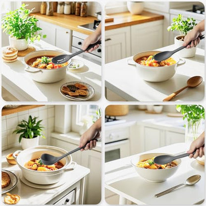 Silicone Kitchen Cooking Utensils Set: MOACC Heat Resistant 13inch Long Kitchen Gadgets, BPA Free Non Stick Rubber Cook Accessories For Food Prep, Frying, Serving, Basting (Dark Grey) - color: Dark Gray