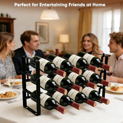 Wine Rack for Countertop – Stackable Freestanding Bottle Organizer for Kitchen, Pantry, Bar Cabinet & Small Spaces – Compact Metal Shelf & Modular Storage Stand (3-Tier) - size: 3-Tier