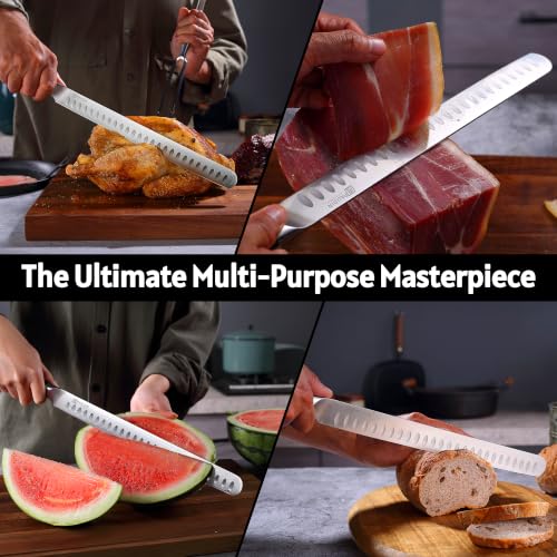 PAUDIN Brisket Knife, 12 Inch Dishwasher Safe Carving Slicing Knife for Meat, Razor Sharp German 1.4116 Steel Smoked Meat Cutter with Non-Slip Ergonomic G10 Handle & Gift Box, Perfect Gifts for Men - color: Brisket Knife - 12 inch
