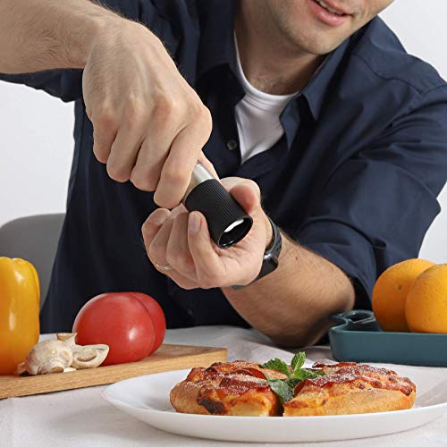 Mini Salt and Pepper Grinder Set, Small Tiny Adjustable Coarseness Ceramic Salt Grinder with Funnel and Bag Portable Handy Spice Pepper Mill Shaker For Outdoor Party Lunch Bag Kitchen - color: Gray