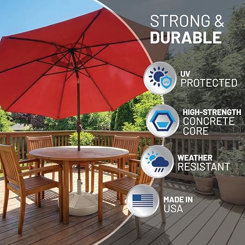 US Weight Durable 50 Pound Fillable Umbrella Base Designed to be Used with a Patio Table - color: Beige