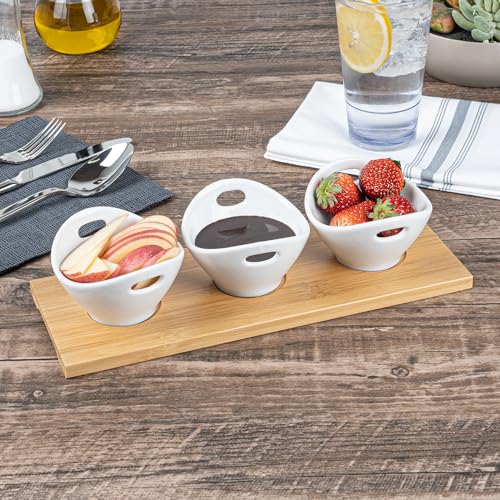Restaurantware 6 oz Rectangle White Bamboo Porcelain Basket Bowl Set - size: Triple set, style: Basket
