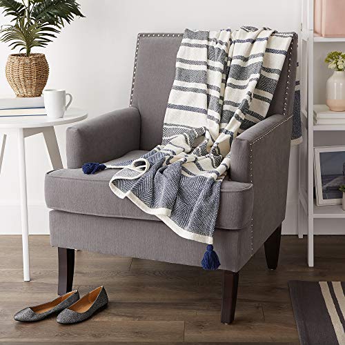 DII New Traditional, 2-Tone Chevron Stripe Throw, 50x60, Navy - color: Navy