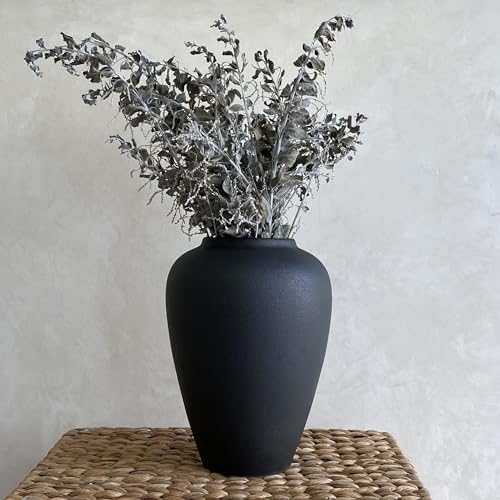 Ceramic Vase, Faded Black Color, Modern Minimalist Textured Vase for Home Decor, Bookshelf & Coffee Table Decor (Black Tall) - color: Black Tall