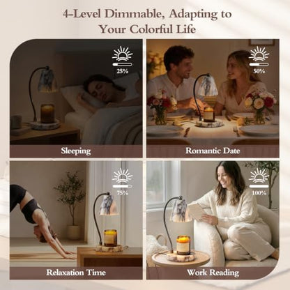 SAMAH Marble Lamp, Candle Warmer Lamp with Timer Dimmer, Electric Wax Melt Warmer for Jar Candles with 2 Bulbs, Luxury Stone Housewarming Gifts, Home Decor Birthday Gifts for Women (Calacatta Viola)