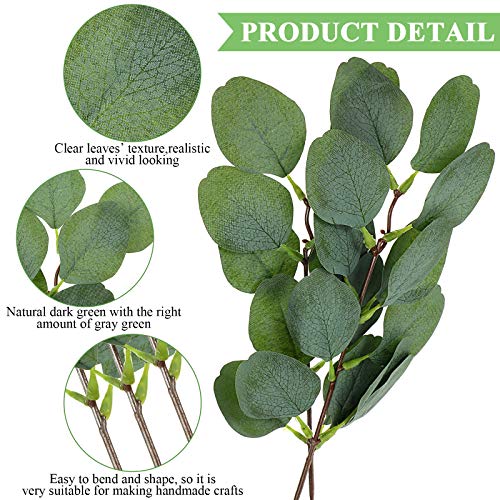 WILLBOND 30 Pieces Eucalyptus Stems Artificial Leaf Stem Faux Long Eucalyptus Artificial Greenery Leaves for Wedding, Office, Holiday, Home, Garden, Greens Decor