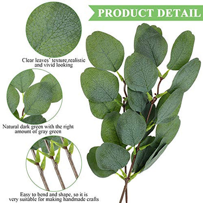 WILLBOND 30 Pieces Eucalyptus Stems Artificial Leaf Stem Faux Long Eucalyptus Artificial Greenery Leaves for Wedding, Office, Holiday, Home, Garden, Greens Decor