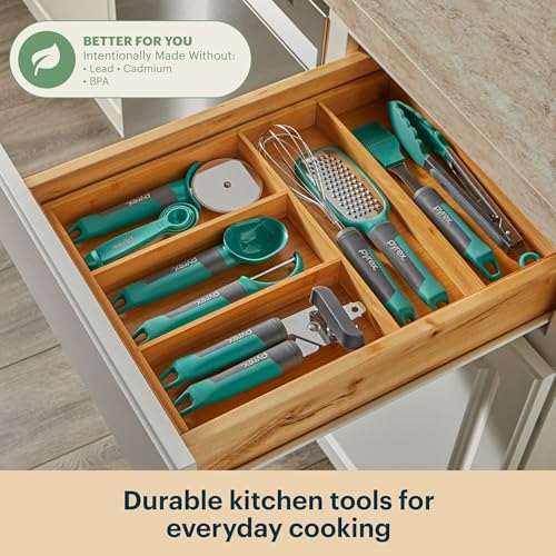 Pyrex 22-Piece Kitchen Cooking Utensils Set, Nonstick Cooking Gadgets | Spatulas, pizza wheel, grater, measuring, made without lead, cadmium, & BPA
