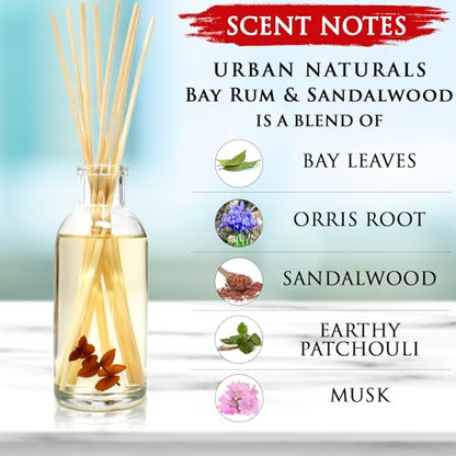 Reed Diffuser Set, Bay Rum & Sandalwood - Bathroom Décor | Powdery Bay Rum, Earthy Patchouli & Musk, A bold, spicy, Masculine scent - color: Bay Rum & Sandalwood