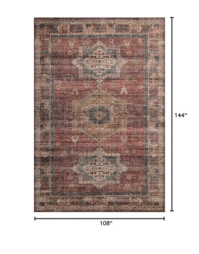 Loloi Anniston Spice/Multi 9'-0" x 12'-0" Area Rug | ANS-04 Machine Washable Printed Approx. 9x12 Red Living room Dining room Bedroom, Traditional, Distressed, Area Rug - color: Spice / Multi, size: 9' x 12' (Rectangular)