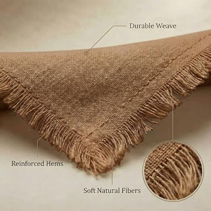 ACCENTHOME Brown Cotton Linen Napkin Set of 6 18x18 inch Dinner Napkins - Washable Soft Premium Hotel Quality Reusable Napkins Perfect Table Napkins for Family Dinners, Weddings & Everyday Use | Cotton Linen Blend Napkins, Machine Wash On Gentle Cycle, Ec