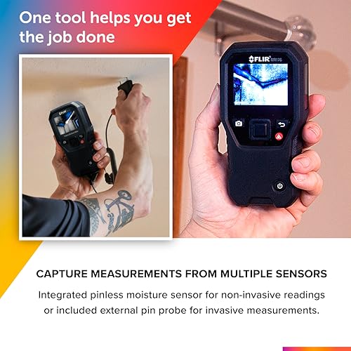 FLIR MR160 Imaging Moisture Meter with IGM Technology: Thermal Imaging, Pin & Pinless Detection, 80x60 Resolution, METERLiNK App, Rechargeable Battery - for Home Inspection & Mold Remediation | 80x60 thermal imager, METERLiNK app, rechargeable, 9999 image