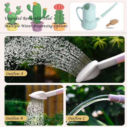 2L Thick Plastic Watering Can with Long Spout – Lightweight Garden Watering Can for Indoor & Outdoor Plants, Flowers, Balcony –Durable & Leakproof (Pink) - color: Pink