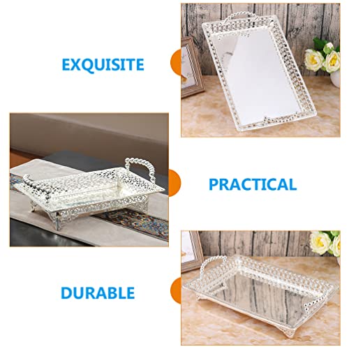 LIFKOME Cake Display Plate Silver Footed Fruit Basket Tray Metal Dessert Display Platter Decorative Snacks Plate Cake Serving Dish Appetizers Platter Tray for Home Party Kitchen