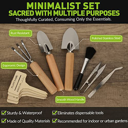 Indoor Garden Tools for Gardening - KiiZYS 12-Piece Small Garden Tools Set - Indoor Gardening Gifts for Women - Mini Hand Tools House Plant Tool