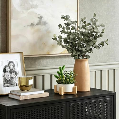 4PCS 22.2Inch Faux Greenery Eucalyptus Stems Plant for Vase(Grey-blue) | soft thin-styrofoam nice-touch natural look easy to adjust suitable for various vases without any maintenance - color: Grey-blue