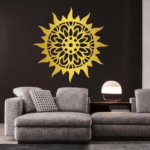 Sunburst Metal Wall Decor, Metal Sun Flower Art, Sun Burst Wall Hanging, Home Decor, Wall Art for Living Room, Bedroom, or Patio (Gold, 28"x28"|70x70cm) - color: Gold, size: 28"L x 28"W