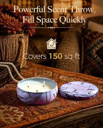 M&SENSE Lavender Vanilla Scented Candles,3 Wick Soy Candles for Home Scented, 12oz Travel Aromatherapy Candle for Stress Relief, 40 Hour Burn Time - color: Lavender Vanilla