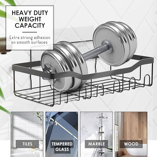 Clara Clark Shower Caddy Adhesive Organizer, Large Capacity Shower Rack, Rustproof Stainless Steel Shelves - color: Grey