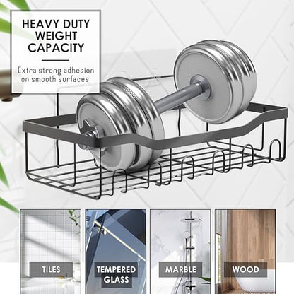 Clara Clark Shower Caddy Adhesive Organizer, Large Capacity Shower Rack, Rustproof Stainless Steel Shelves - color: Grey