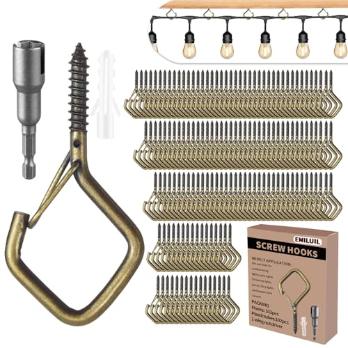 102 PCS Metal Bronze Eye Screw Hooks for Hanging Heavy Duty.Windproof Ceiling Hooks for Hanging Plants,Cup,Wind Chime,Bird Feeders,Christmas String Lights at Indoor&Outdoor 2.2 Inch - color: Bronze, size: 102Pcs